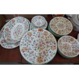 A Minton Haddon Hall part dinner service of 35 pieces. Most pieces seconds.