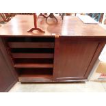 A mahogany plans chest enclosed by a pair of panel doors. 48' wide