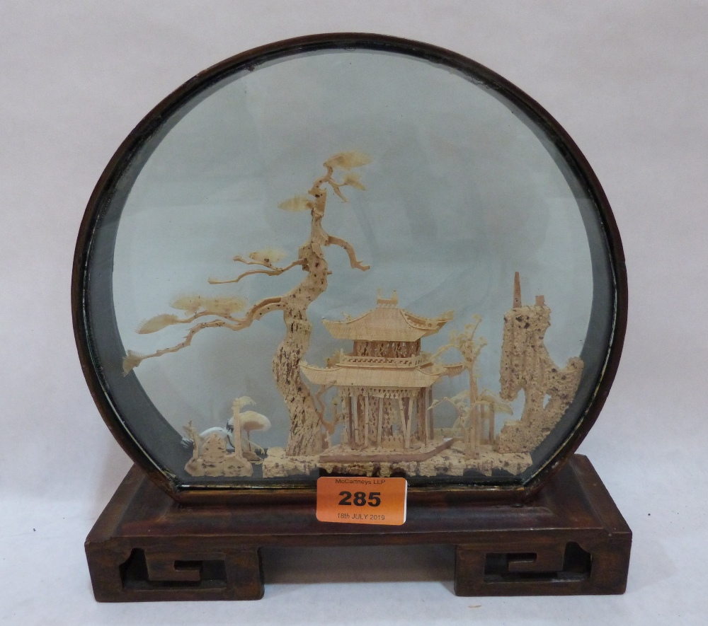 A Chinese cut cork diorama landscape 9' high