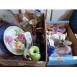 Two boxes of glassware and ceramics