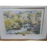 SIGNED MONOGRAM AND DATED 1946 Figures in a wooded landscape. Watercolour 12½' x 19½'