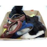 Two pairs of vintage lady's shoes, feather hat etc.