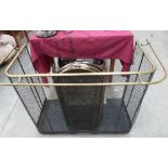 A 19th century brass rail and wire mesh nursery fireguard 36' wide and one other