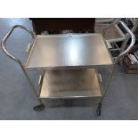 A gilt metal tea trolley