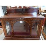 An Edward VII rosewood and marquetry inlaid wall display cupboard with glazed fall front. 28' wide