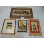 Four small Indo-Persian gouache pictures, one framed