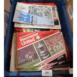 A collection of 1970s soccer programmes, predominantly Manchester United