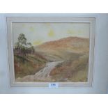 FRED HINES A mountain landscape. Signed and dated '77. Watercolour 9' x 12' Unframed