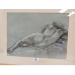 E. COLLYER. BRITISH 20TH CENTURY Nude study. Signed. Chalks on paper 11' x 15'