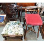 A 19th century high stool and a late Victorian nursing chair