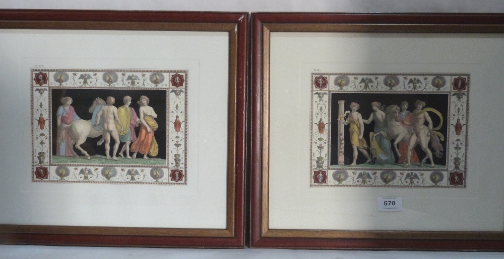 A pair of polychrome prints after Roman classical frescoes 12' x 14½'