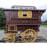 An early 20th century ¾ size ledge waggon gypsy caravan restored in c.2000 by John Pickett