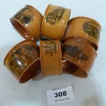 A set of six Maucheline ware napkin rings