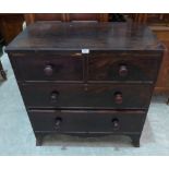 A George III mahogany chest of drawers on splayed bracket feet. 36' wide