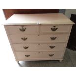 An Edwardian painted pine chest of two short over three long drawers. 42' wide