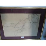 BRITISH SCHOOL 20TH CENTURY Male nude study. Indistinctly signed and dated '72. Pencil 14' x 20'