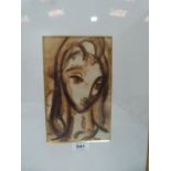 YEHUDA BACON. ISRAELI. Bn. 1929 'Head' Signed. Inscribed verso. Watercolour on paper. 8½' x 5¼'