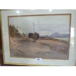 BRITISH SCHOOL. 19TH CENTURY Anglesey beach scene. Dated 1887. Watercolour 10' x 4'