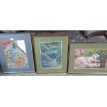 DOROTHY MOODY. BRITISH 20TH CENTURY Two framed oils and a watercolour gouache