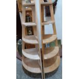 A pair of pine corner display shelves 63' high