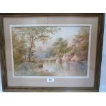 WILLIAM COOK. BRITISH 19TH CENTURY A river landscape. Signed monogram and dated '73. Watercolour 10'