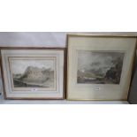 Two coloured lithographs. Snowdonia landscapes