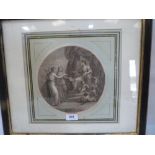 FRANCESCO BARTOLOZZI AFTER HAMILTON A classical figure scene. Engraving. 8' diam