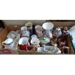 Two boxes of miscellaneous ceramics