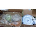 A box of ceramics and a box of glassware