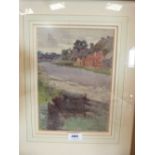 WILLIAM LEE HANKEY. BRITISH 1869-1952 Village scene. Signed and dated '95. Watercolour 10¼' x 7¼'