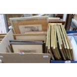 Two boxes of framed pictures