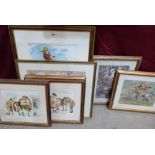 MARK HUSKINSON Seven signed prints with an equestrian theme