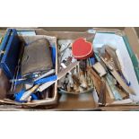 A box of cutlery and sundries