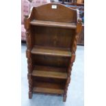 An oak open bookcase. 38' high