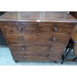 A Victorian stained pine chest of drawers. 42' wide