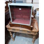 A Victorian pine washstand (A.F.); a rosewood dressing table mirror base and uprights and a small