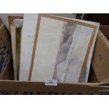 A box of unframed pictures