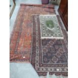 Two eastern rugs and a prayer mat