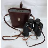 A pair of Prinzlux 10x50 binoculars. Leather cased