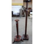 A reeded mahogany torchere and one other