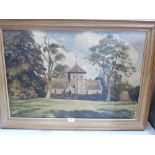 NIGEL NEWTON. BRITISH 20TH CENTURY A village church. Signed. Oil on canvas 20' x 30'