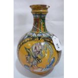 An Italian maiolica tin glazed globular vase painted in blue, manganese and ochre with a Roman