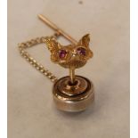 A 9ct ruby set fox head tiepin