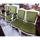 A Victorian painted four piece suite, comprising a pair of armchairs and a pair of side chairs