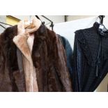 Four fur coats and a leather coat