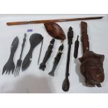 A collection of ethnic carved treen