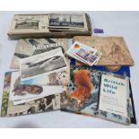 A collection of tea/cigarette cards and postcards