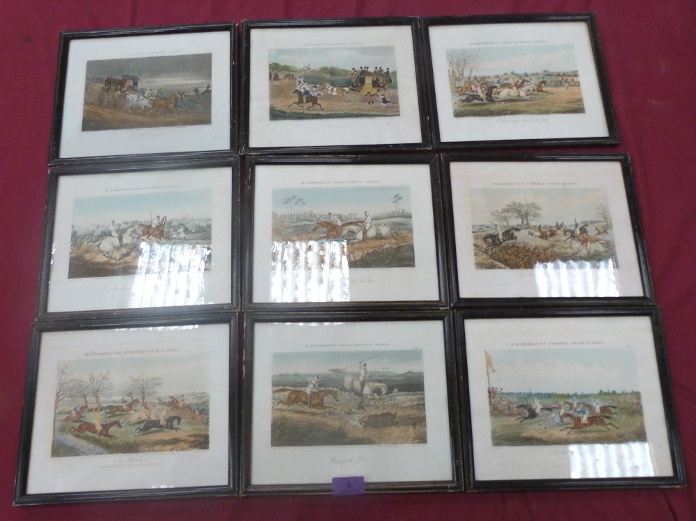 Nine Ackermann's aquatints, Racing, coaching and pig sticking