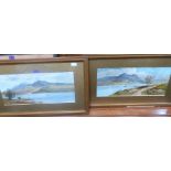 A pair of lithographs. Mountain landscapes. 9½' x 22'