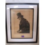 JOSEPH SIMPSON. BEITISH 1879-1939 The Mummer. Signed in pencil. Etching 15'x11'